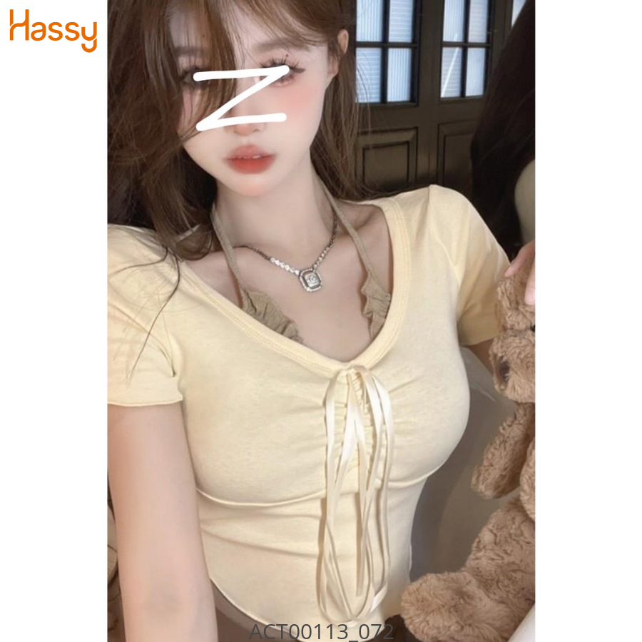 Hassy | Áo croptop dún ngực thắt nơ cổ yếm  TLBT | Hassy.vn - Thời trang nữ hot trend