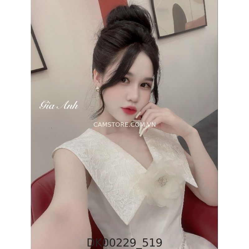 Hassy | Đầm xoè midi tiểu thư phối ren cổ đính ngọc eo cao cấp VV | Hassy.vn - Thời trang nữ hot trend