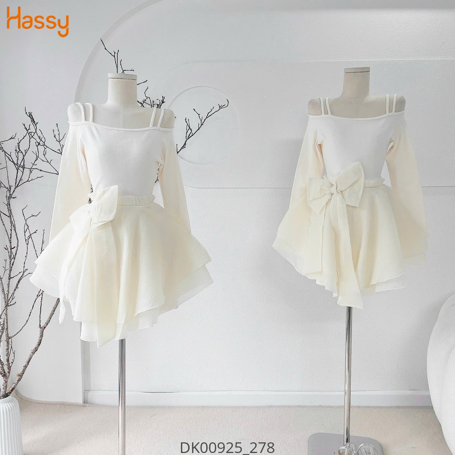 Hassy | Đầm bẹt vai nơ voan 874 (T) KT-2 | Hassy.vn - Thời trang nữ hot trend