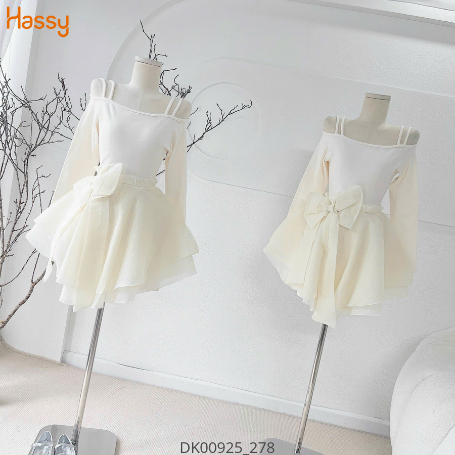 Hassy | Đầm bẹt vai nơ voan 874 (T) KT-2 | Hassy.vn - Thời trang nữ hot trend