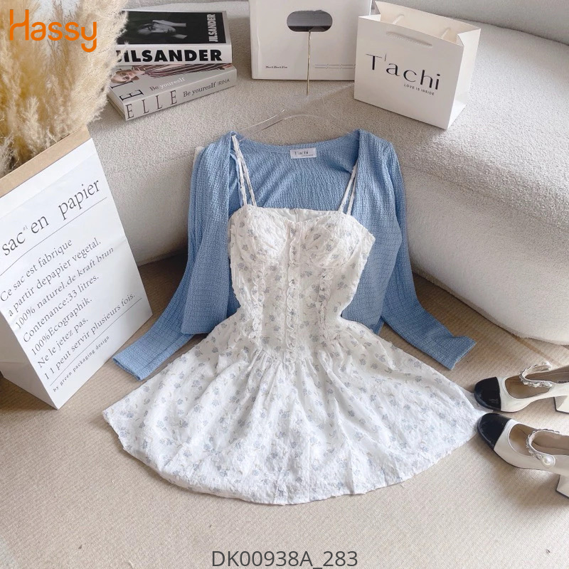 Hassy | Đầm doll hoa hai dây kèm áo khoác crop xanh (N) 235 KT-3 | Hassy.vn - Thời trang nữ hot trend