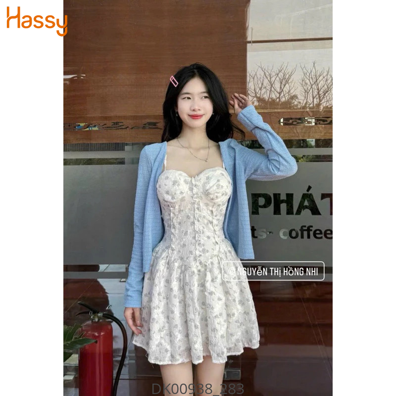 Hassy | Đầm doll hoa hai dây kèm áo khoác crop xanh (N) 235 KT-3 | Hassy.vn - Thời trang nữ hot trend