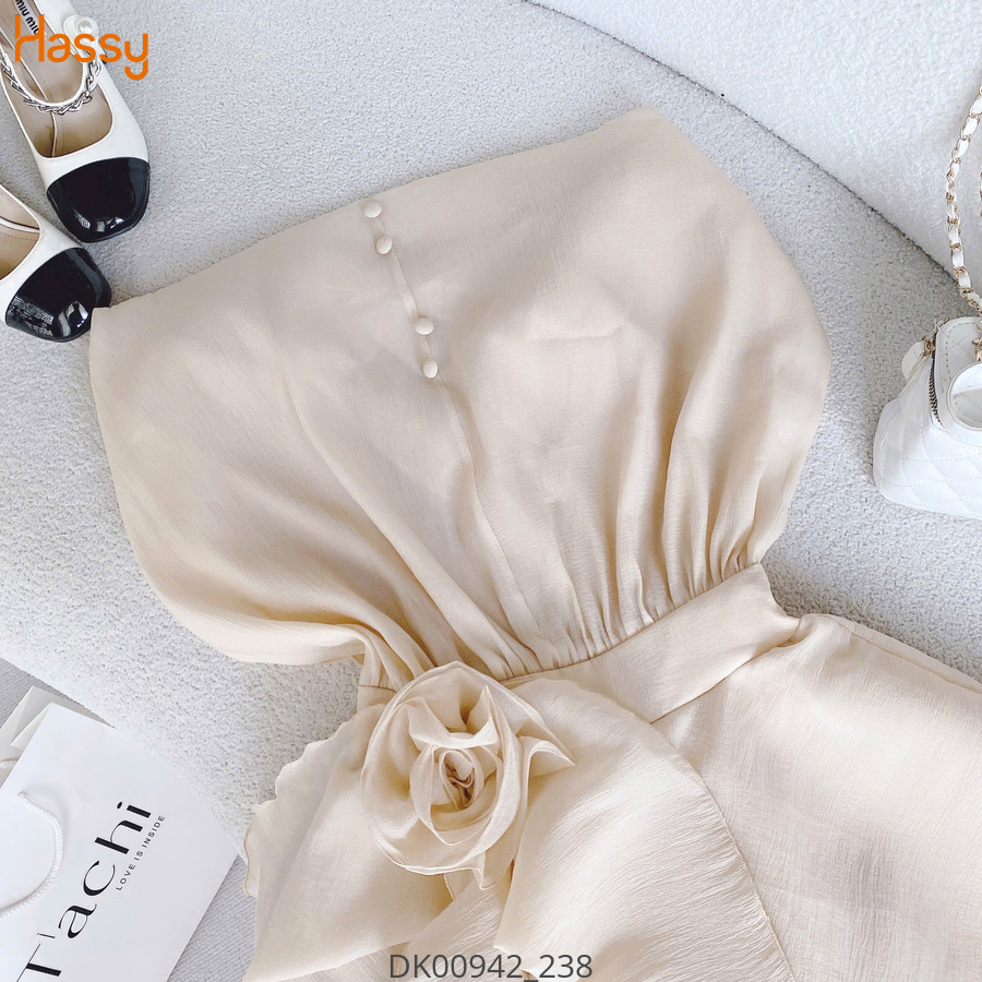 Hassy | Đầm nude trễ vai tag hoa eo rút (N) 2461 KT-3 | Hassy.vn - Thời trang nữ hot trend