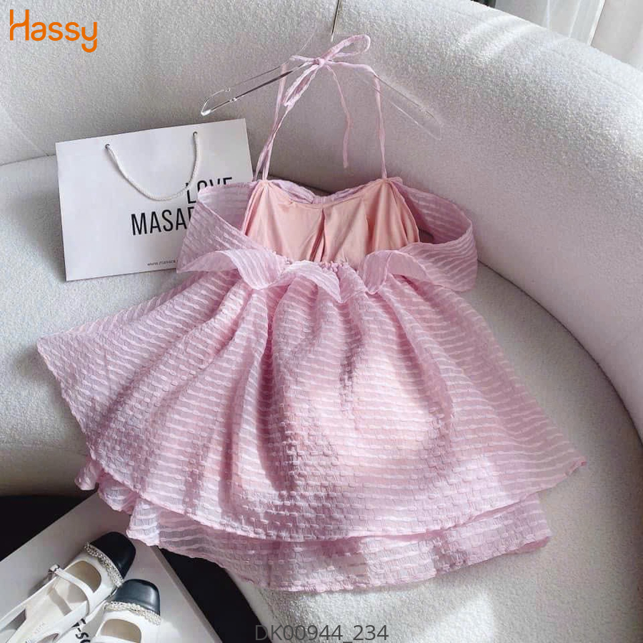 Hassy | Đầm xốp hồng dây yếm nơ trước (N) 106 KT-4 | Hassy.vn - Thời trang nữ hot trend