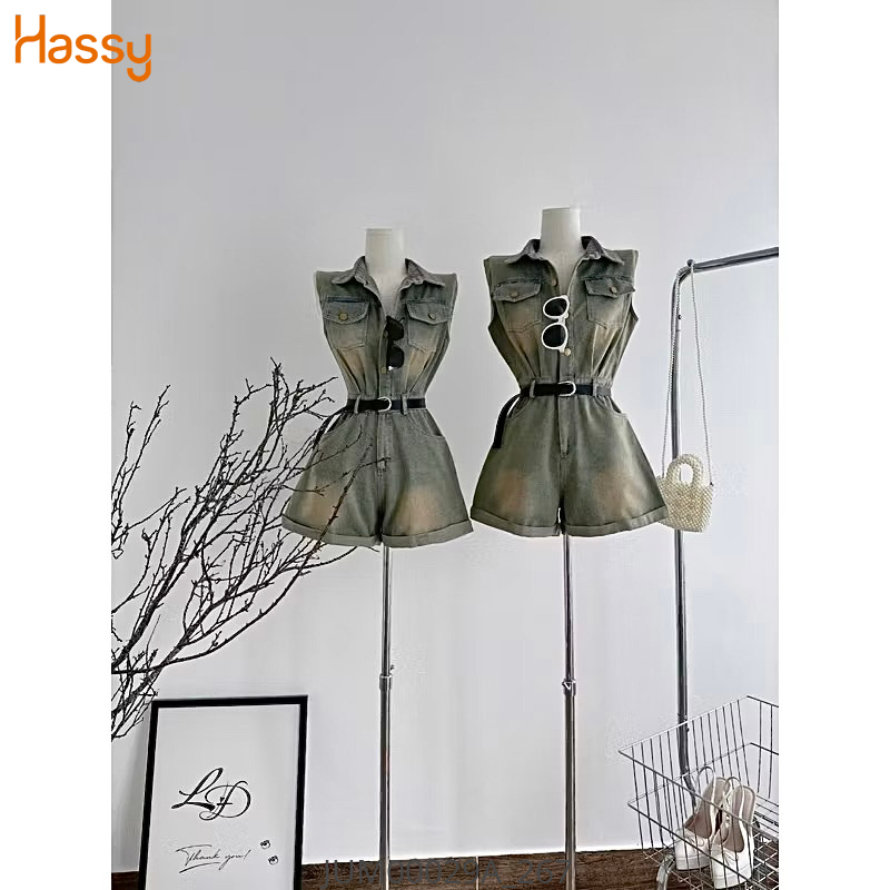 Hassy | (20) Jump jean wash dơ sn túi hộp kết nút kèm nịt đen 7117  | Hassy.vn - Thời trang nữ hot trend