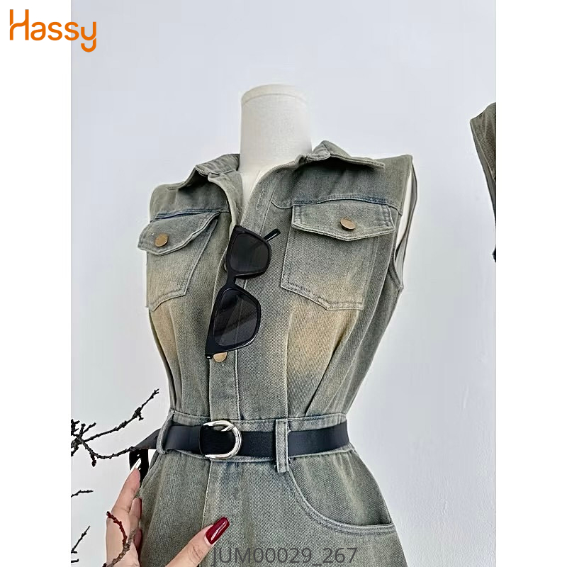 Hassy | (20) Jump jean wash dơ sn túi hộp kết nút kèm nịt đen 7117  | Hassy.vn - Thời trang nữ hot trend