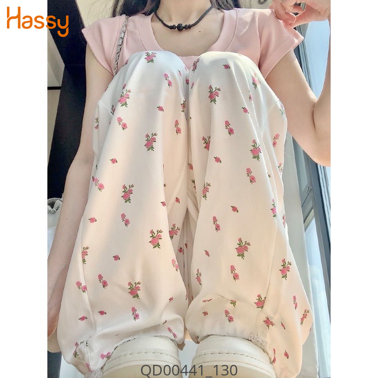 Hassy | Quần suông nỉ in hoa ulzzang có bo rút ống TLBT | Hassy.vn - Thời trang nữ hot trend